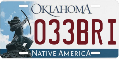 OK license plate 033BRI