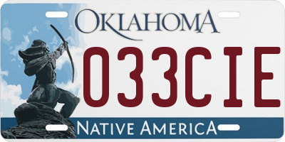 OK license plate 033CIE
