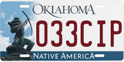 OK license plate 033CIP