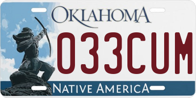 OK license plate 033CUM