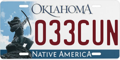 OK license plate 033CUN