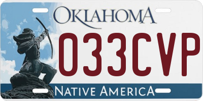 OK license plate 033CVP