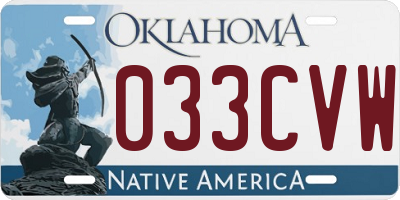 OK license plate 033CVW