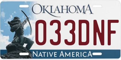 OK license plate 033DNF