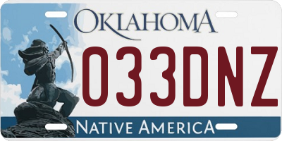 OK license plate 033DNZ