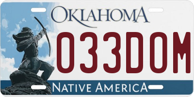OK license plate 033DOM