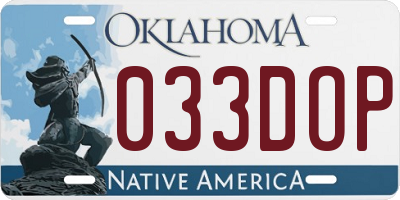 OK license plate 033DOP