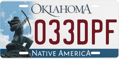 OK license plate 033DPF