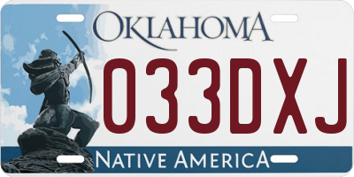 OK license plate 033DXJ