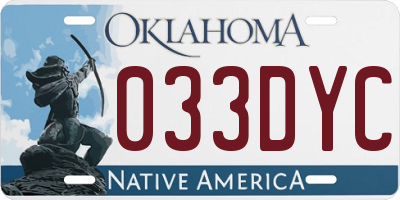 OK license plate 033DYC