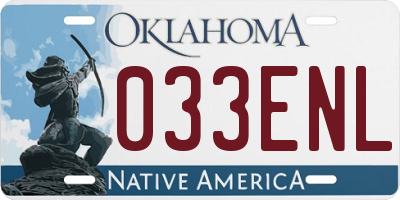 OK license plate 033ENL