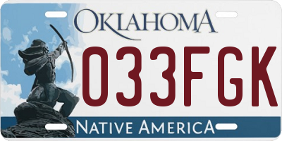 OK license plate 033FGK