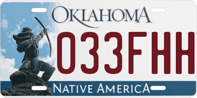 OK license plate 033FHH
