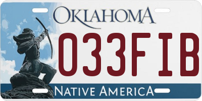 OK license plate 033FIB