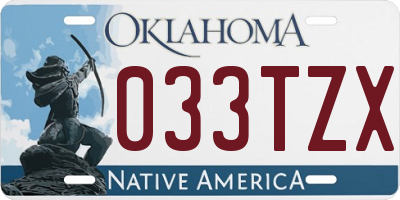 OK license plate 033TZX