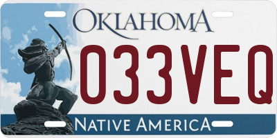 OK license plate 033VEQ