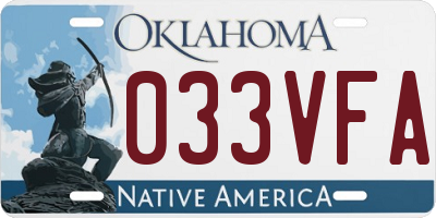 OK license plate 033VFA
