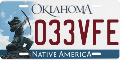 OK license plate 033VFE