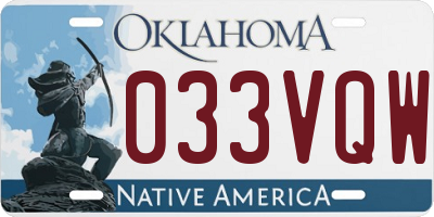 OK license plate 033VQW