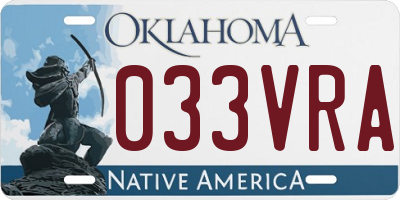 OK license plate 033VRA