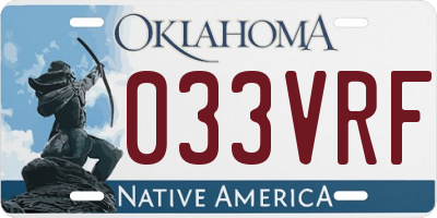 OK license plate 033VRF