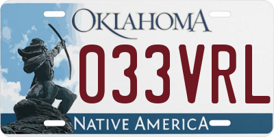 OK license plate 033VRL