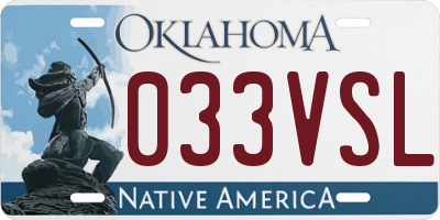 OK license plate 033VSL