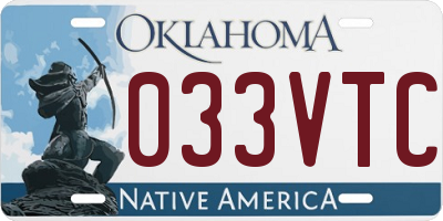 OK license plate 033VTC