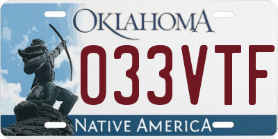 OK license plate 033VTF
