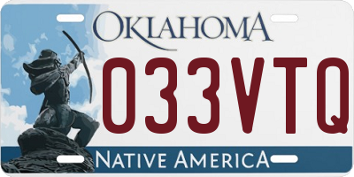 OK license plate 033VTQ
