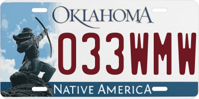 OK license plate 033WMW