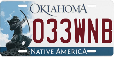 OK license plate 033WNB