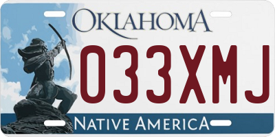 OK license plate 033XMJ