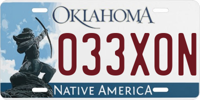OK license plate 033XON
