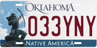 OK license plate 033YNY