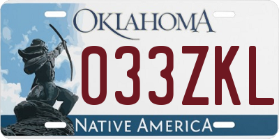 OK license plate 033ZKL