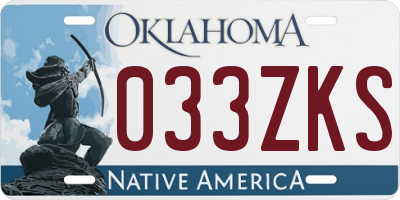 OK license plate 033ZKS
