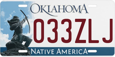 OK license plate 033ZLJ