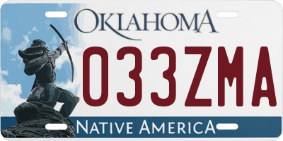 OK license plate 033ZMA