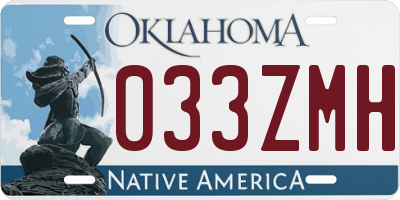 OK license plate 033ZMH