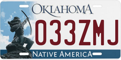 OK license plate 033ZMJ