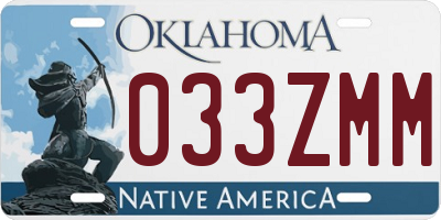 OK license plate 033ZMM