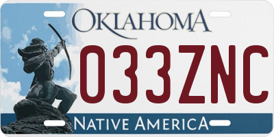 OK license plate 033ZNC