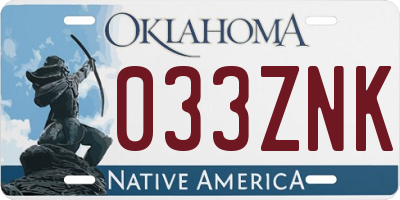 OK license plate 033ZNK