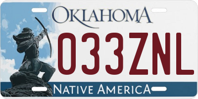 OK license plate 033ZNL