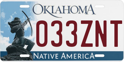 OK license plate 033ZNT