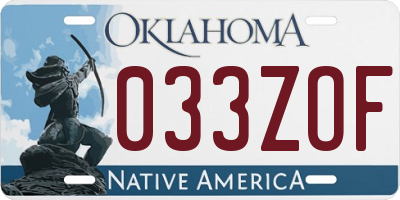 OK license plate 033ZOF
