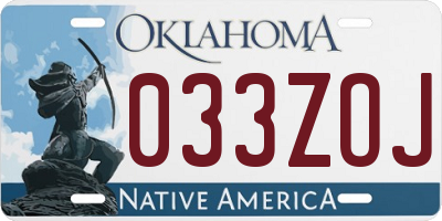 OK license plate 033ZOJ