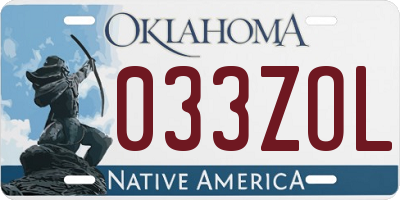 OK license plate 033ZOL