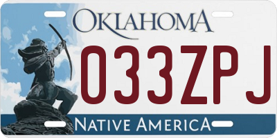 OK license plate 033ZPJ